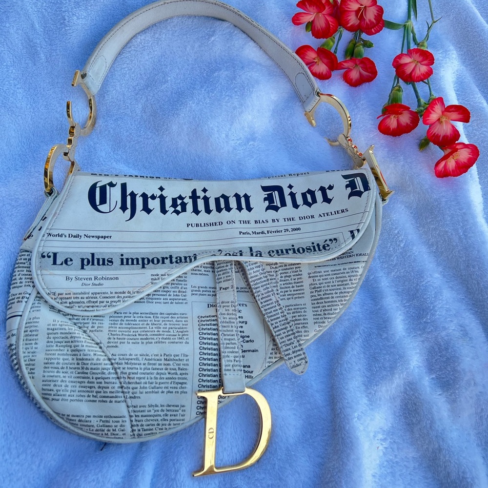 Christian Dior Vintage Newspaper Saddle Purse 2000’s